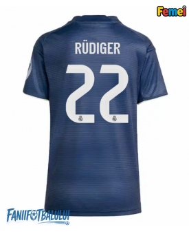 Real Madrid Antonio Rudiger #22 Tricou Fotbal Replică 2025-26 Femei Deplasare